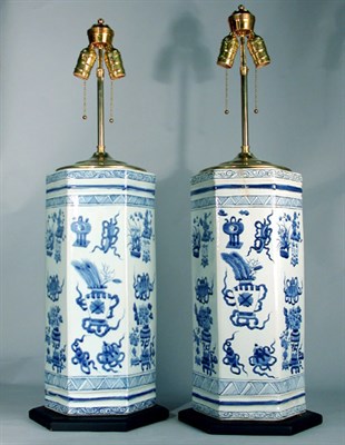 Lot 412 - Pair of Chinese Blue and White Porcelain Vases...