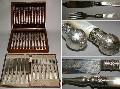 Lot 480 - English Silver Mother-of-Pearl Handled Fruit...