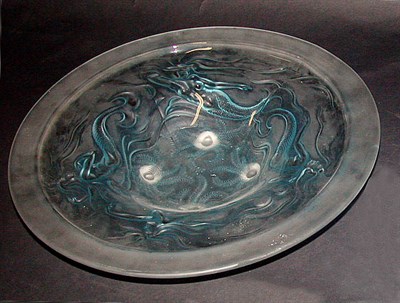 Lot 284 - Art Deco Style Glass Bowl In blue frosted...