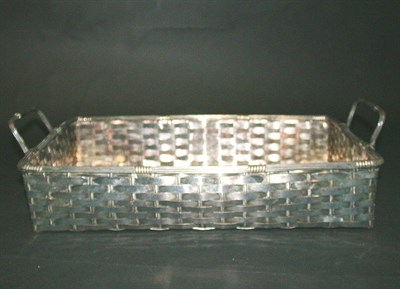 Lot 496 - Silver Plate Two-Handled Basket With woven...