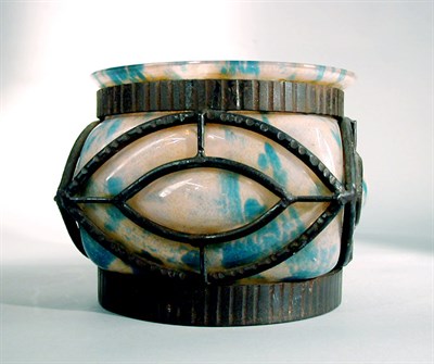 Lot 267 - Daum Glass and Majorelle Wrought Iron Bowl In...
