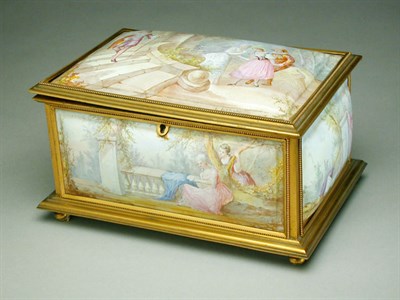 Lot 703 - French Enamel on Copper Casket Of rectangular...