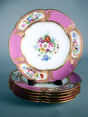 Lot 716 - Set of Six Victorian Porcelain Dessert Plates...