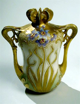 Lot 223 - Teplitz Pottery Two-Handled Vase Of shaped...