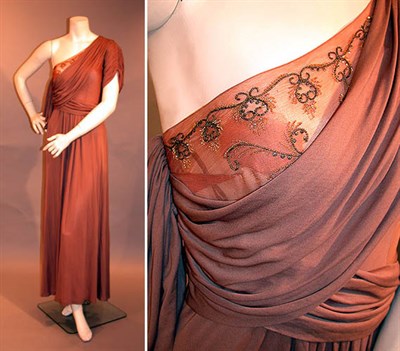 Lot 27 - Adrian Classical One-Shoulder Gown American,...