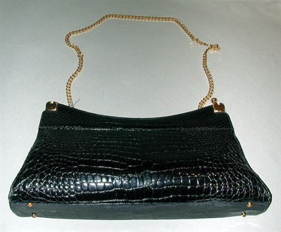 Lot 297 - Black Crocodile Afternoon Bag German, 1960s A...