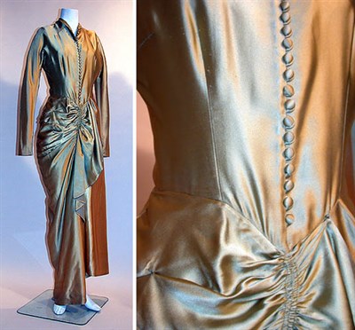 Lot 222 - Ceil Chapman Gold Satin Evening Gown American,...