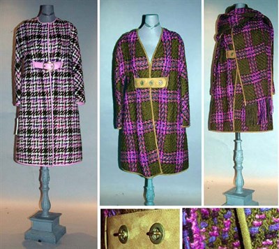 Lot 89 - Two Bonnie Cashin Colorful Fall Coats 1960s...
