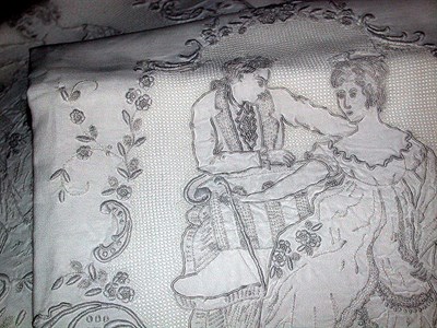Lot 503 - Two Sets Embroidered Sheets Each with Appenzel...