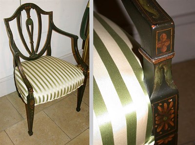 Lot 394 - George III Style Painted and Upholstered Armchair