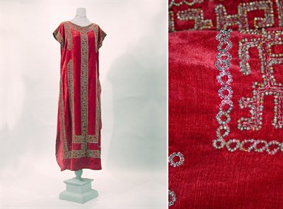 Lot 1 - Russet Velvet Beaded Dress French, early 1920s...