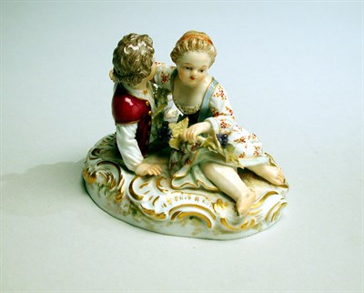 Lot 670 - Meissen Porcelain Group Depicting a boy and...