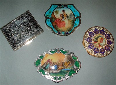 Lot 360 - Group of Four Enamel Compacts Italian, 1950 Of...