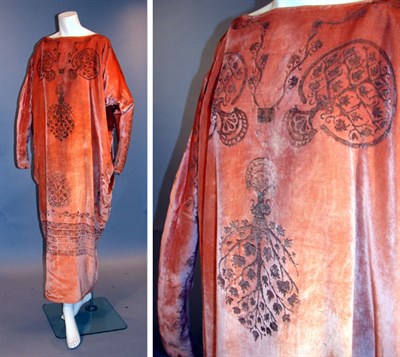 Lot 47 - Fortuny Peach Velvet Cocoon Dress Italian,...