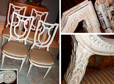 Lot 236 - Set of Four Louis XVI Cream Painted Side Chairs