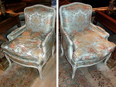 Lot 271 - Pair of Louis XV Style Painted and Upholstered...