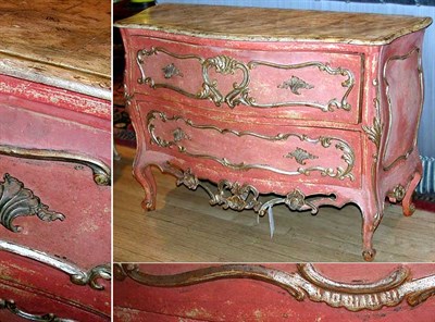 Lot 434 - Venetian Rococo Style Red Painted and Gilt...