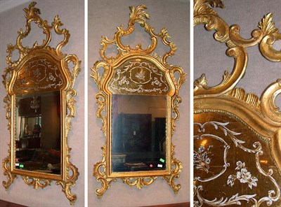 Lot 409 - Pair of Italian Gilt-Wood and Eglomise Mirrors