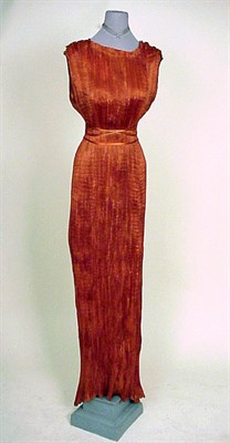 Lot 43 - Fortuny Russet Silk Delphos Dress Italian,...