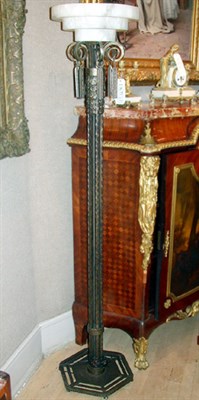 Lot 283 - Art Deco Wrought Iron and Marble Torchere With...