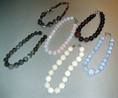 Lot 368 - Group of Six Large Bead Choker Necklaces Glass...