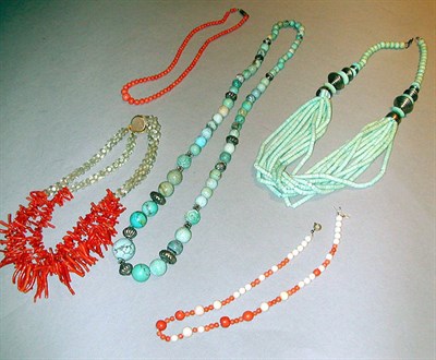 Lot 371 - Group of Turquoise Colored and Coral Jewelry...