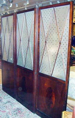 Lot 329 - Empire Style Mahogany and Glass Three-Fold...