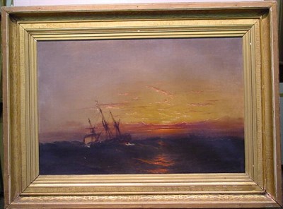 Lot 28 - James Hamilton 1819-1878 SHIP AT SEA, SUNSET...