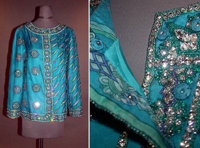 Lot 121 - Pucci Peacock Blue Beaded Jacket Italian,...