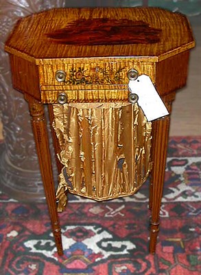Lot 349 - Federal Paint Decorated Tiger Maple Work Table...