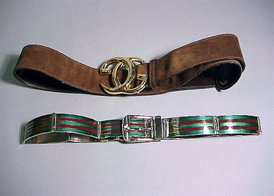 Lot 270 - Gucci Enamel and Suede Belts 1960s One silver...