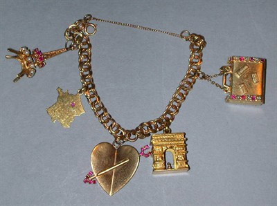 Lot 435 - 14 Kt. Gold Paris Charm Bracelet 1950s Five...