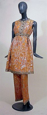 Lot 105 - Brocade Harem Ensemble 1970s Orange with...