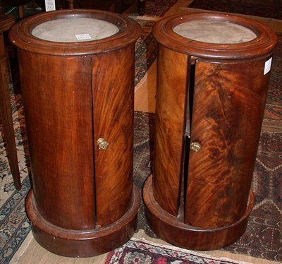 Lot 693 - Pair of Empire Style Marble Inset Mahogany Pot...