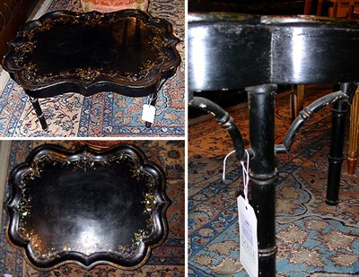 Lot 699 - Regency Style Papier Mache Mother-of-Pearl...