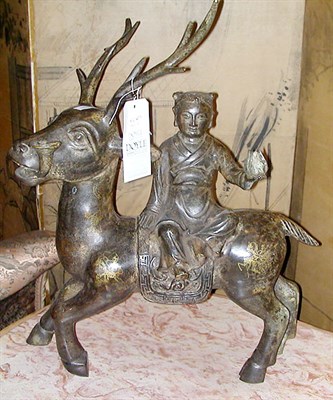 Lot 324 - Pair of Chinese Bronze Models Each of a deer...