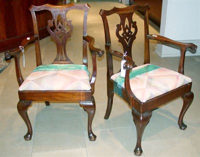 Lot 249 - Pair of Chippendale Style Mahogany Armchairs...