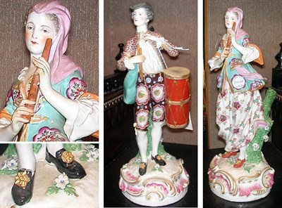 Lot 712 - Pair of Continental Pottery Figures Depicting...
