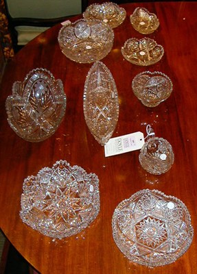 Lot 309 - Group of Nine Colorless Cut Glass Bowls and...