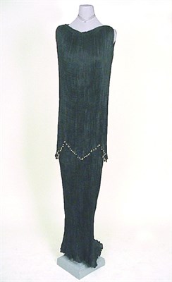Lot 49 - Fortuny Black Silk Peplos Dress 1930s/40s...