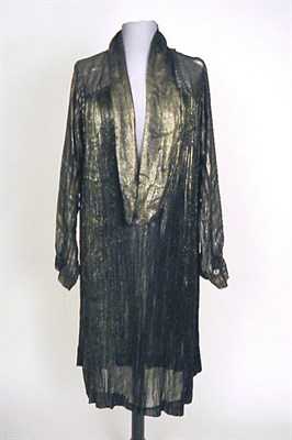 Lot 45 - Pleated Black Chemise Dress 1920s Of black and...