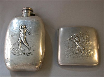 Lot 507 - A sterling silver hip flask monogrammed "KFC",...