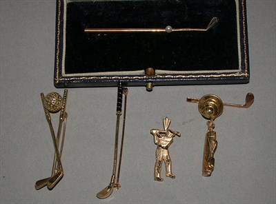 Lot 510 - A 15ct. gold cleek and pearl ball brooch; a...