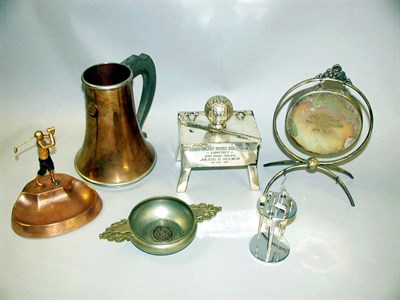 Lot 519 - A plated golf prize cocktail jug; a golf prize...
