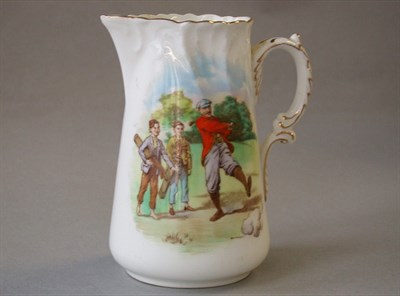 Lot 526 - A Foley china milk jug, decorated a Frost golf...