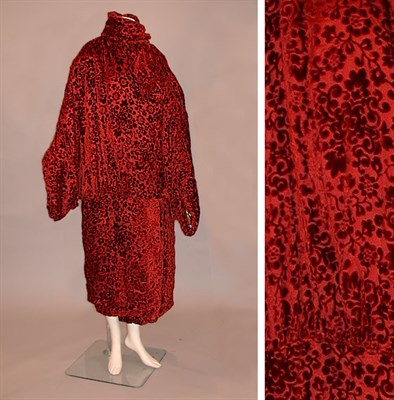 Lot 14 - Cut Velvet Coat Probably American, circa 1918...
