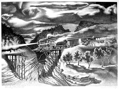 Lot 301 - John McCrady WRECK OF THE OLD '97 Lithograph,...