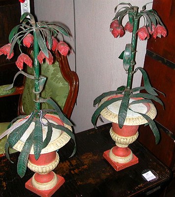 Lot 245 - Pair of Tole Painted Topiaries