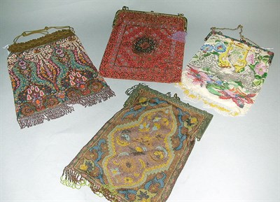 Lot 328 - Group of Four Beaded Bags French, early 20th...