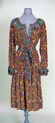 Lot 158 - YSL Rive Gauche Floral Printed Silk Dress...